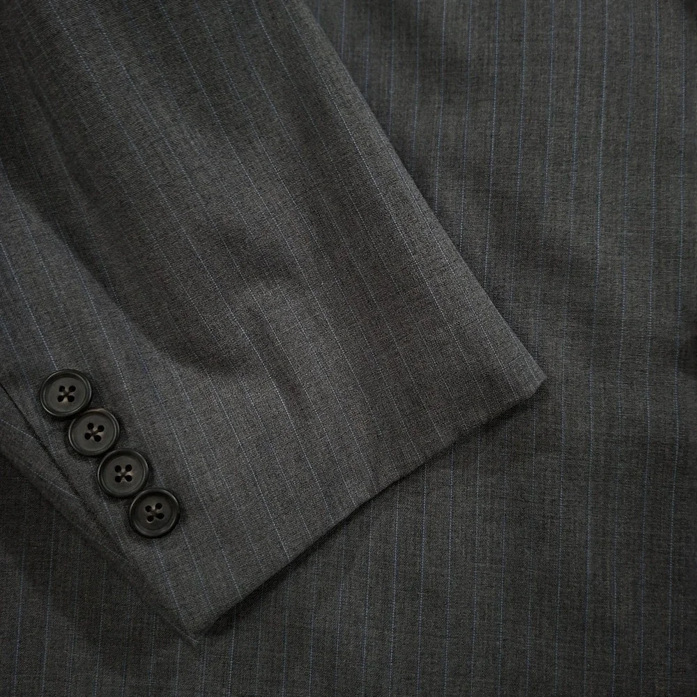 Brooks Bros Madison BrooksCool 46R Blazer Gray w/ Blue Stripe Full Canvas Jacket